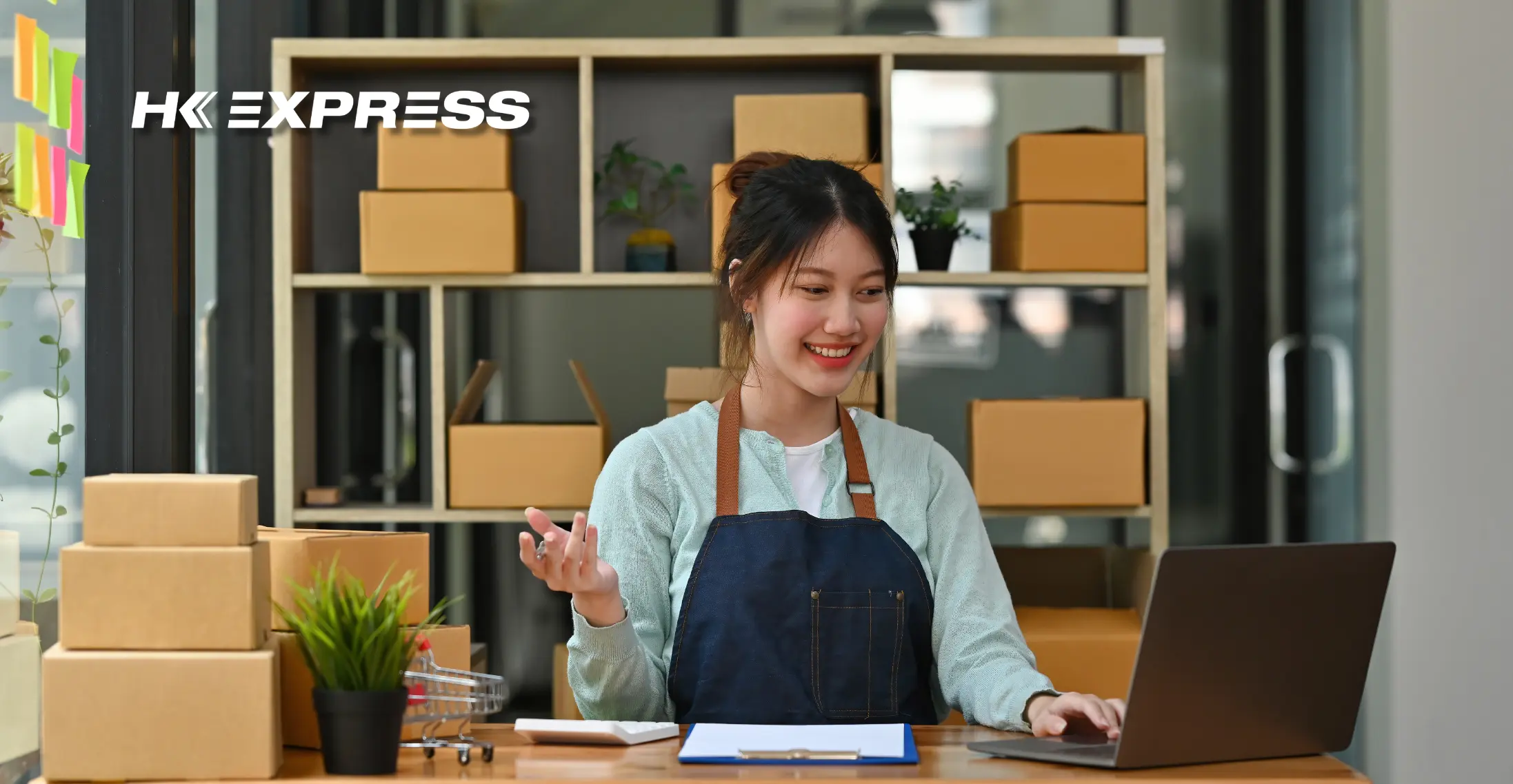 HK express logistics workers working to solve and or provide customer support (solving, providing awareness on their services)